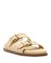 Schutz Naomi Woven Dual-buckle Slide Sandals In Beige