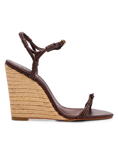 Schutz Women's Nara 110mm Leather Espadrille Wedge Sandal In Brown