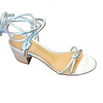 Schutz Women's Nicky Mid Block Heel In Metallic Silver In Multi