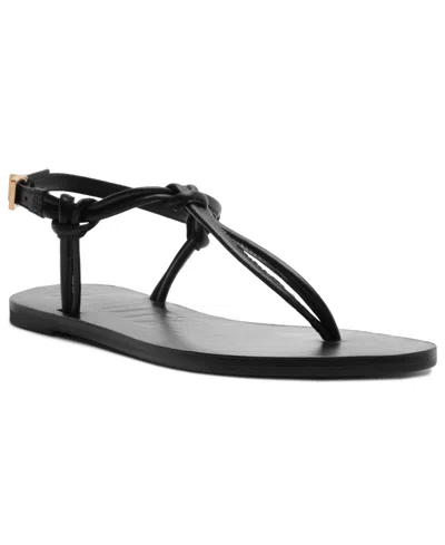 Schutz Women's Nina Round Toe Flat Sandals In Black