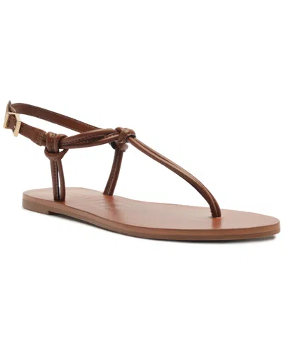 Schutz Women's Nina Round Toe Flat Sandals In Brown
