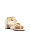 Schutz Olga Linen Buckle Slide Sandals In Beige