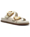 Schutz Olga Sporty Buckle Slide Sandals In Pearl Leather