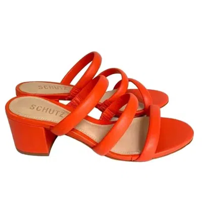 Schutz Women's Olly Mid Block Nappa Leather Sandals In Orange