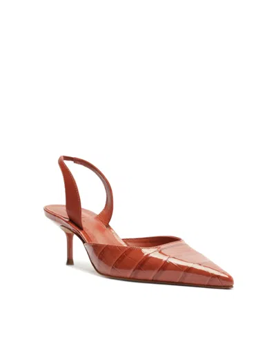 Schutz Paola Mid Slingback Pointed Toe Pump In Orange