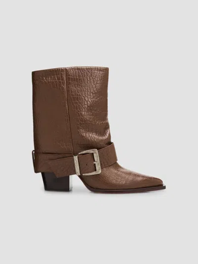 Schutz Women's Parker 85mm Buckled Leather Booties In Brown