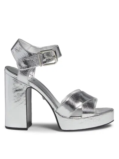 Schutz Women's Penelope 101mm Metallic Leather Platform Sandals In White