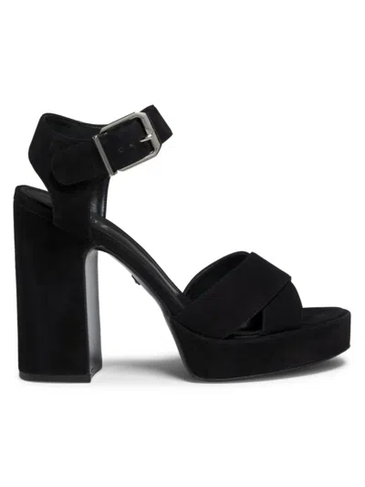 Schutz Women's Penelope 101mm Suede Platform Sandals In Black