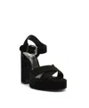 Schutz Penelope Suede Ankle-strap Platform Sandals In Black