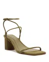 Schutz Aimee Block Womens Metallic Square Toe Strappy Sandals In Green