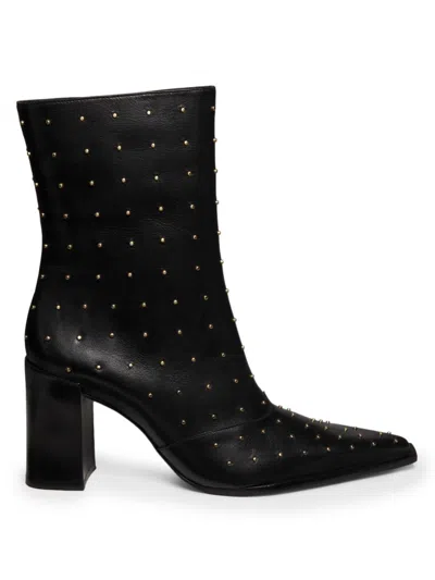 Schutz Women's Raffaela 90mm Studded Leather Booties In Black