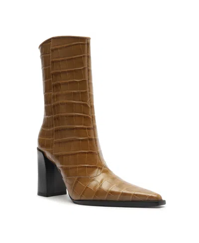Schutz Women's Raffaela Pointed Toe Booties In Brown