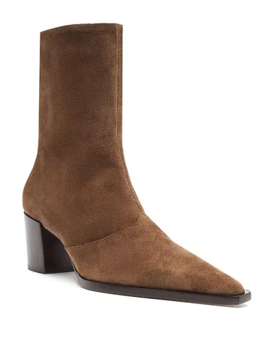 Schutz Women's Raffaela Suede Mid Calf Boots In Brown