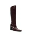 Schutz Raffaela Up Pointed Toe Knee High Boot In Red Merlot