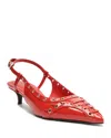 Schutz Ruth Mid Leather Pump In Flame Scarlet