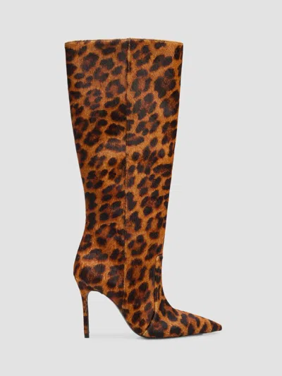 Schutz Women's Samira 100mm Leopard-print Fur Boots In Leopard Print
