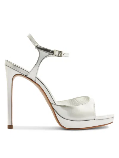Schutz Women's Scarlett 115mm Leather Platform Sandals In Silver