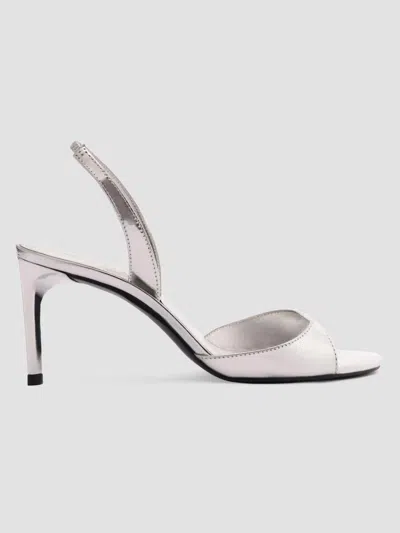 Schutz Women's Scarlett 80mm Leather Slingback Sandals In Silver