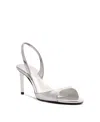 Schutz Scarlett Metallic Leather Mid-heel Slingback Sandals In Metallic