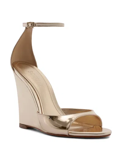 Schutz Scarlett Wedge Ankle Strap Sandal In Gold