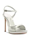 Schutz 115mm Scarlett Metallic Leather Platform Sandals In Silver