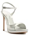 Schutz 115mm Scarlett Metallic Leather Platform Sandals In Silver