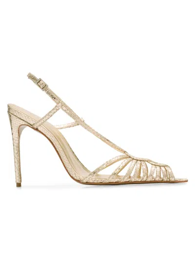 Schutz 110mm Seraphine Snake-embossed Leather Pumps In Gold