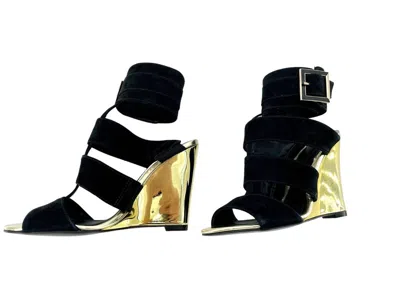 Schutz Women's Shine Wedge Suede Heels In Black