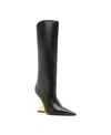 Schutz Siena Pointed Toe Knee High Wedge Boot In Black