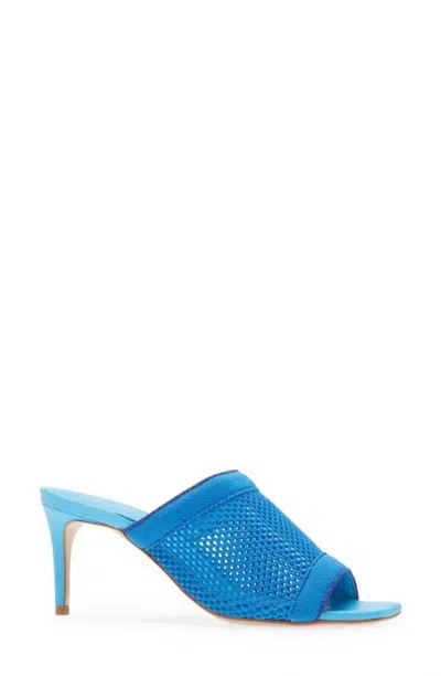 Schutz Women's Sinara Wide Strap Open Toe Stiletto Mid Heel Sandals In True Blue