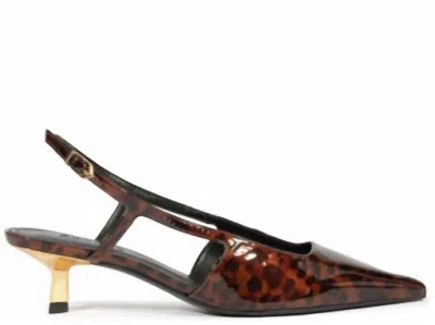 Schutz Women's Sophia Mid Heel Slingback In Natural In Animal Print