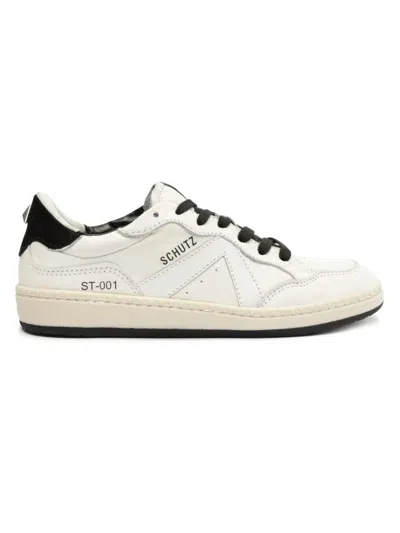 Schutz Women's St-001 Leather Low-top Trainers In White Black