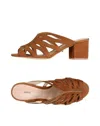 Schutz Women Suede Leather Open Toe Slip On Laser Cut Sandals In Brown In Brown
