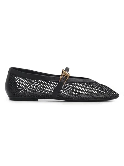 Schutz Sylvie Woven Leather Ballerina Flats In Black