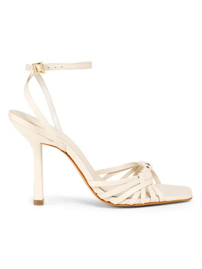Schutz Women's Tara 110mm Crisscross Leather Stiletto Sandals In White