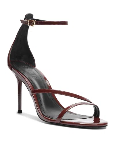 Schutz Women's Tessa Patent Leather Ankle Strap Sandals In Port Burgundy