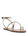 Schutz Valeria Toe Loop Ankle Strap Sandal In Gold