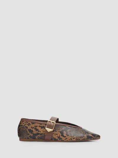 Schutz Vick Snake-printed Leather Mary Jane Ballerina Flats In Animal Print