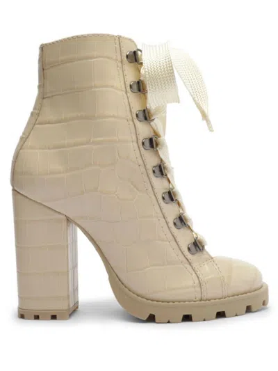 Schutz Women's Zhara Croc Printed Leather Ankle Boots In Neutral