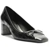 Schutz Arissa Leather Bow Square-toe Pumps In Black