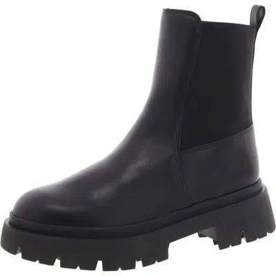 Schutz Womens Stretch Leather Booties In Black