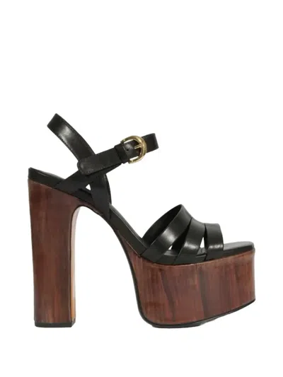 Schutz Wood-effect Platform Sandals In Black