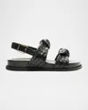 Schutz Woven Leather Knot Slingback Sandals In Black
