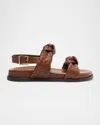 Schutz Woven Leather Knot Slingback Sandals In Sauvage