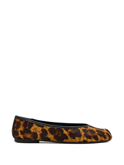 Schutz Yummi Leopard-print Split-toe Ballet Flats In Brown