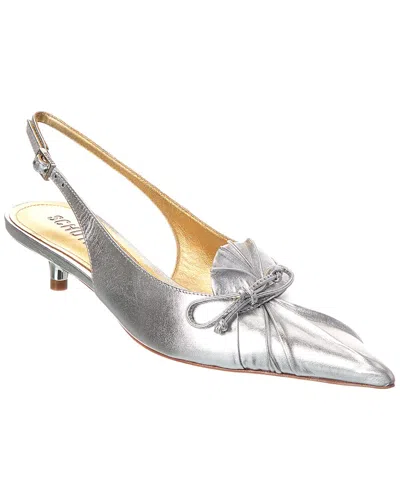 Schutz Zane Metallic Leather Sandal In Silver