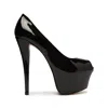 SCHUTZ ZELDA PLATFORM PATENT LEATHER PUMPS IN BLACK PATENT