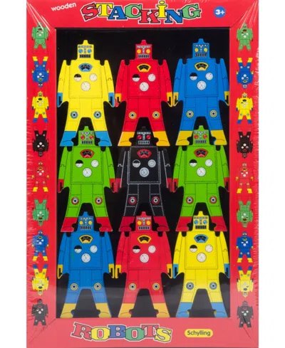 Schylling Wooden Stacking Robot Figures In Open Misce