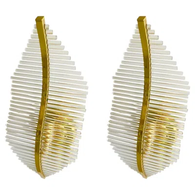 Pre-owned Sciolari Lighting Sciolari Glass Wall Lighting Murano Pair, Italy 1970s In Sand