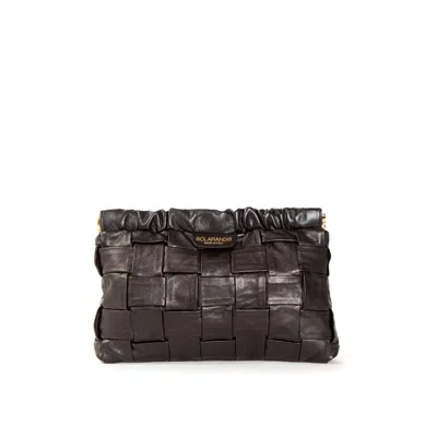 Sclarandis Women's Gemma Black Woven Clutch Bag